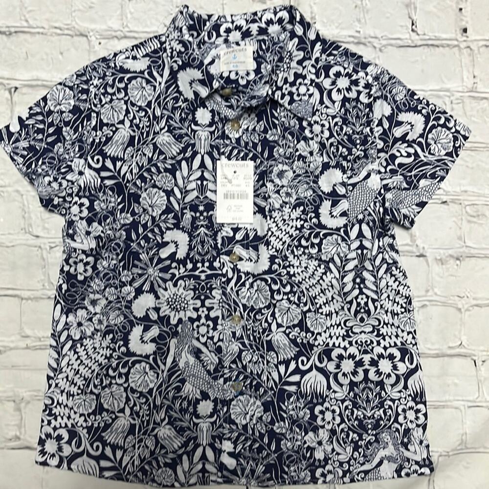 NWT Crewcuts J. crew Linen Blend Top Hawaiian 4/5